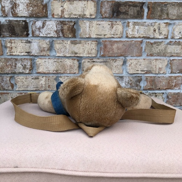Vintage Unisex Teddy Bear in overalls Red Tie Kids Teddy Plush Backpack - Picture 5 of 16